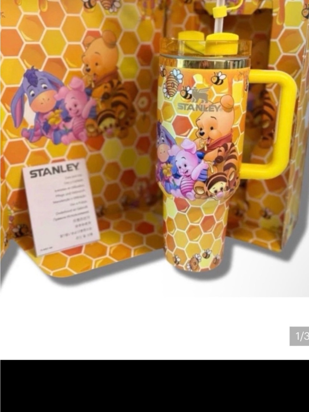 Stanley Yellow Winnie the Pooh Honeycomb Travel Tumbler
